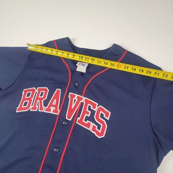 Vintage 90s Majestic MLB Atlanta Braves Andruw Jones #25 Jersey Men's 2XL Navy - Picture 8 of 13